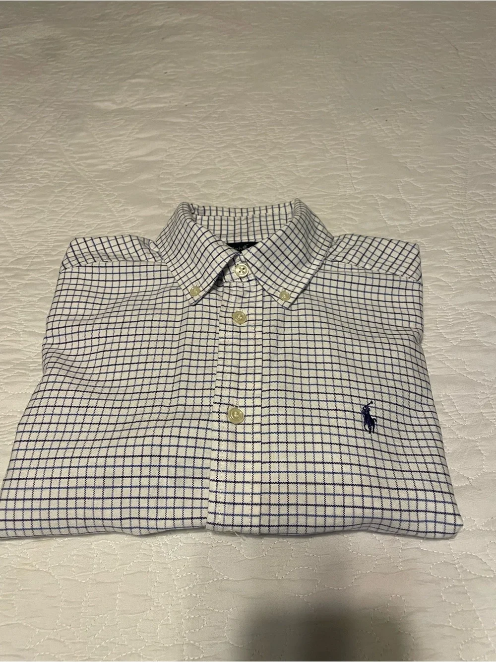 Ralph Lauren Navy & White Grid Button-Down Shirt